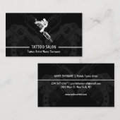 Gun Minimalistisch Modern Black Tattoo Visitenkarte (Vorne/Hinten)