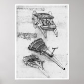 Gun mit Array von Barrels, Leonardo da Vinci Poster (Vorne)