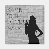 Gun Moll-Silhouette Rettete-the-Date Magnet (Vorne)