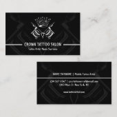 Gun Pen Crown Minimal Moderner Schwarzer Tattoo Kü Visitenkarte (Vorne/Hinten)