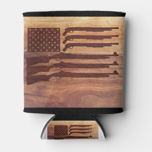 Gun Rifle Flag Wood Dosenkühler (Vorderseite)