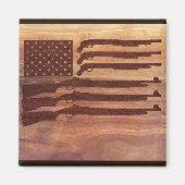 Gun Rifle Flag Wood Magnet (Vorne)