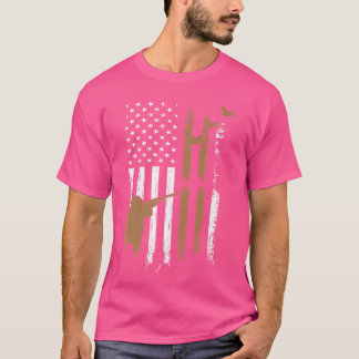 Gun Rifle Hunt Duck American Flag USA T-Shirt