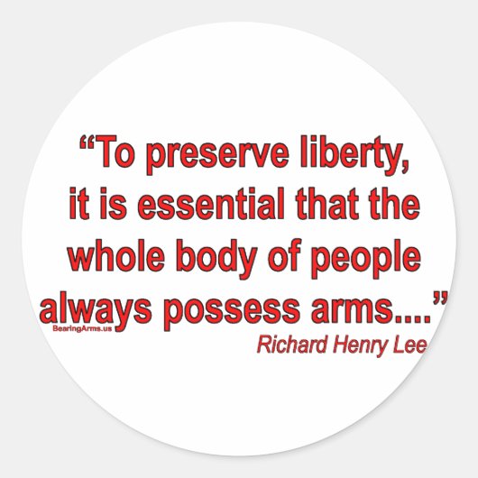 Gun Rights - Richard Henry Lee Runder Aufkleber (Vorderseite)