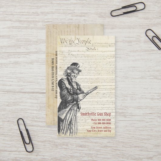 Gun Shop Business Card Visitenkarte (Vorderseite/Rückseite Beispiel)