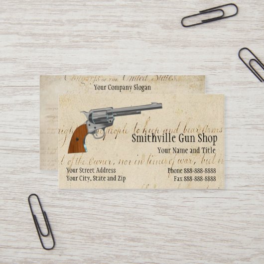 Gun Shop Business Card Visitenkarte (Vorderseite/Rückseite Beispiel)