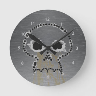 Gun Shots Holes Skull Wall Clock Runde Wanduhr