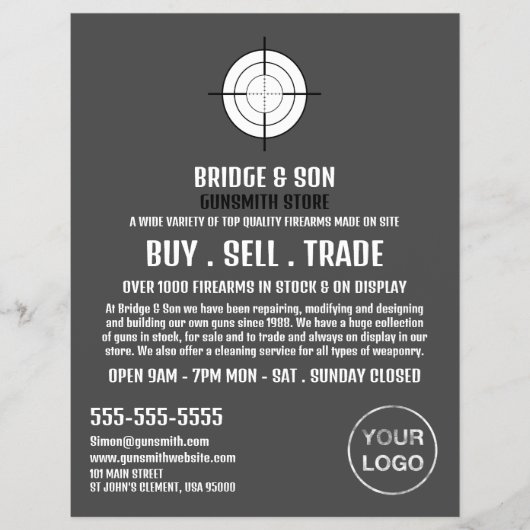 Gun Target, Gunsmith, Gunstore Werbung Flyer (Vorne)