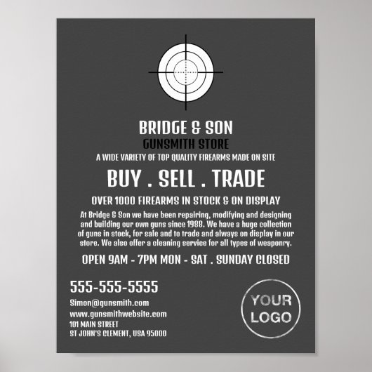 Gun Target, Gunsmith, Gunstore Werbung Poster (Vorne)