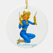 Gun-toting Button-up Cowgirl Thunder_Cove Keramik Ornament (Vorne)