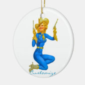 Gun-toting Button-up Cowgirl Thunder_Cove Keramik Ornament (Links)