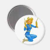 Gun-toting Button-up Cowgirl Thunder_Cove Magnet (Vorderseite/Rückseite)