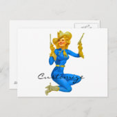 Gun-toting Button-up Cowgirl Thunder_Cove Postkarte (Vorne/Hinten)