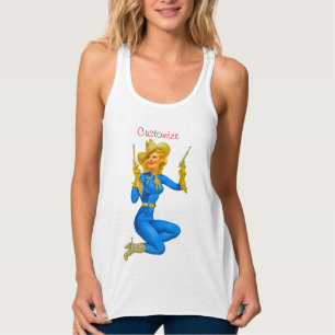 Gun-toting Button-up Cowgirl Thunder_Cove Tank Top