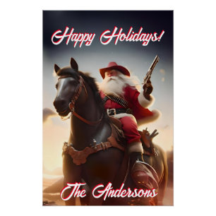 Gun Toting Santa Claus Weihnachten Poster
