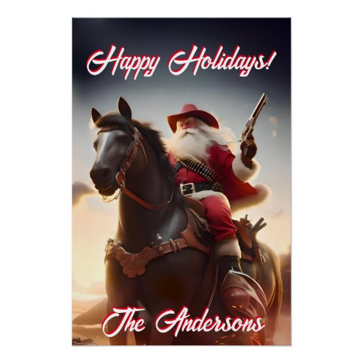 Gun Toting Santa Claus Weihnachten Poster (Vorderseite)