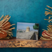Gun turret auf alten Stadtmauern in Valletta, Malt Fotoplatte (Seite)