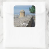 Gun turret auf alten Stadtmauern in Valletta, Malt Quadratischer Aufkleber (Tasche)