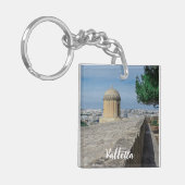 Gun turret auf alten Stadtmauern in Valletta, Malt Schlüsselanhänger (Vorderseite links)