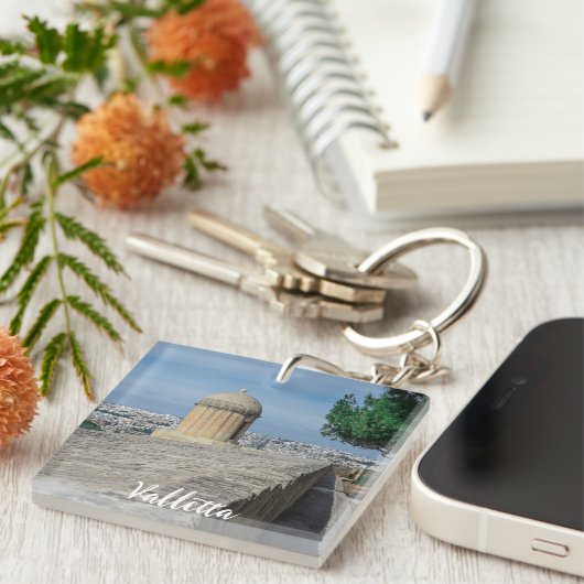 Gun turret auf alten Stadtmauern in Valletta, Malt Schlüsselanhänger (Vorderseite rechts)