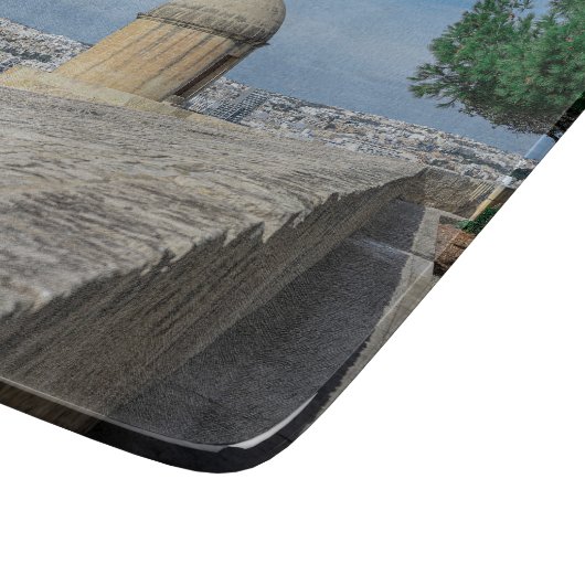 Gun turret auf alten Stadtmauern in Valletta, Malt Schneidebrett (Ecke)