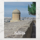 Gun turret auf alten Stadtmauern in Valletta, Malt Weinetikett (Einzelnes Label)