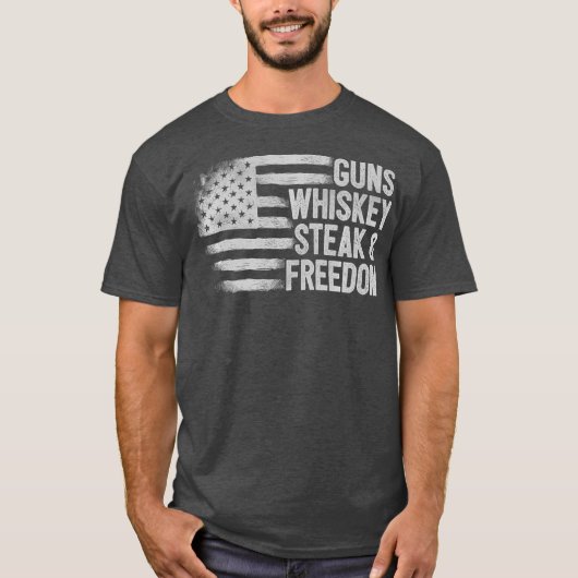 Gun Whiskey Steak Freedom USA Flag 2. T-Shirt (Vorderseite)