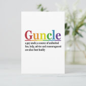Guncle Definition Rainbow Funny Gift Dankeskarte (Stehend Vorderseite)