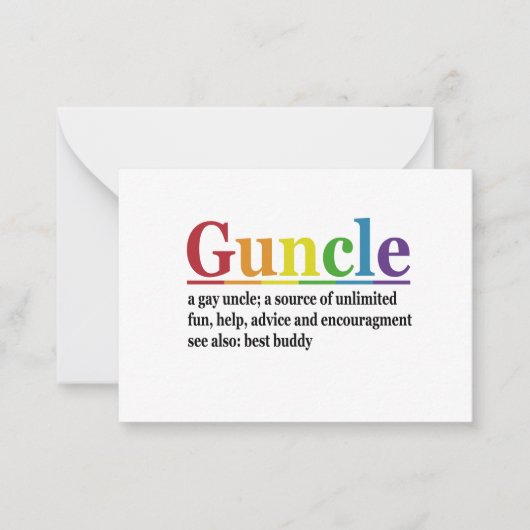 Guncle Definition Rainbow Funny Gift Mitteilungskarte (Vorderseite)