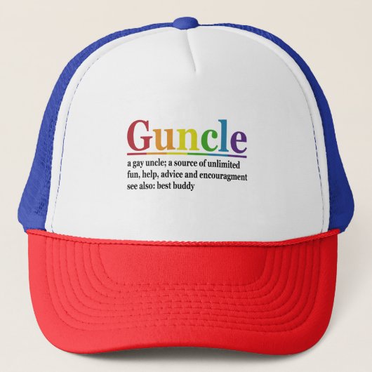 Guncle Definition Rainbow Funny Gift Truckerkappe (Vorderseite)