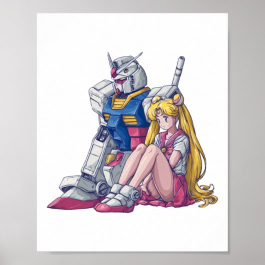 Gundam And Moon A Mecha Magical Crossover Poster (Vorne)