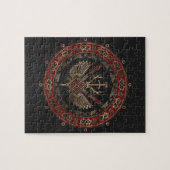 Gungnir - schwarzes und rotes Leder und Gold Puzzle (Horizontal)