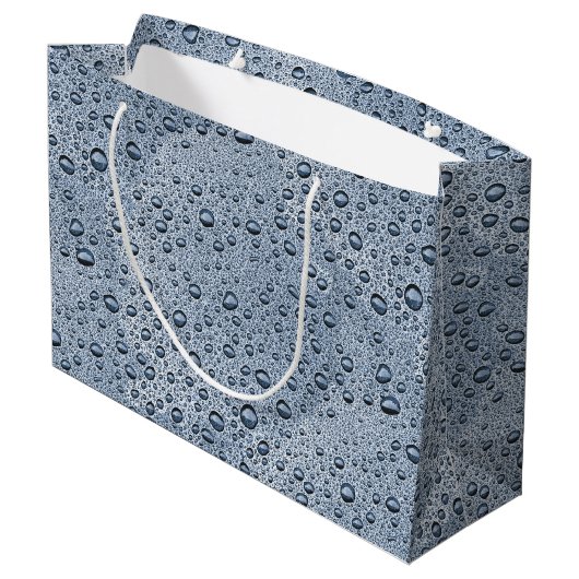 Gunmetal-graue Wassertropfen Große Geschenktüte (Rückseite Schrägansicht)
