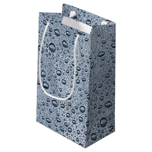 Gunmetal-graue Wassertropfen Kleine Geschenktüte (Rückseite Schrägansicht)