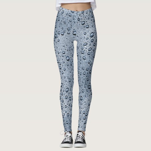 Gunmetal-graue Wassertropfen Leggings (Vorderseite)