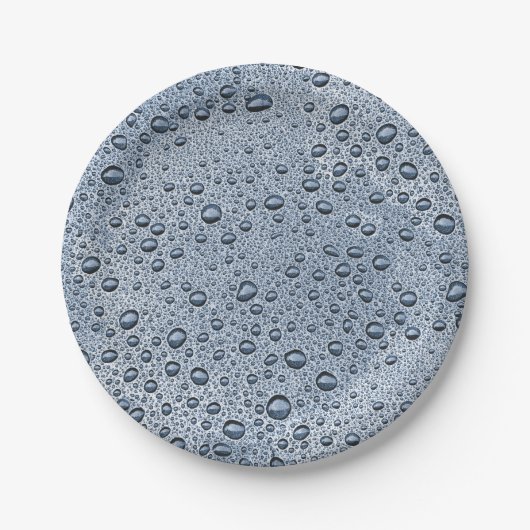Gunmetal-graue Wassertropfen Pappteller (Vorderseite)