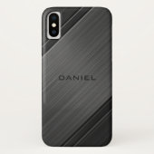Gunmetal Grey Textured Design Personalisiert Name Case-Mate iPhone Hülle (Rückseite)