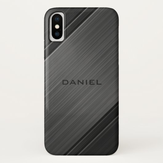 Gunmetal Grey Textured Design Personalisiert Name Case-Mate iPhone Hülle (Rückseite)