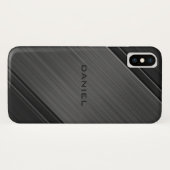 Gunmetal Grey Textured Design Personalisiert Name Case-Mate iPhone Hülle (Rückseite (Horizontal))