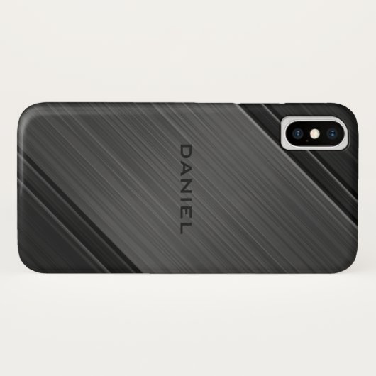 Gunmetal Grey Textured Design Personalisiert Name Case-Mate iPhone Hülle (Rückseite (Horizontal))