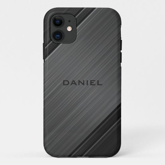 Gunmetal Grey Textured Design Personalisiert Name Case-Mate iPhone Hülle (Rückseite)
