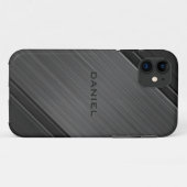 Gunmetal Grey Textured Design Personalisiert Name Case-Mate iPhone Hülle (Rückseite (Horizontal))