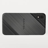 Gunmetal Grey Textured Design Personalisiert Name Case-Mate iPhone Hülle (Rückseite (Horizontal))