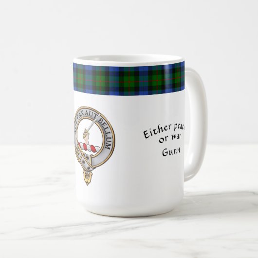 Gunn Clan Abzeichen Tartan & Motto Classic Kaffeetasse (VorderseiteRechts)