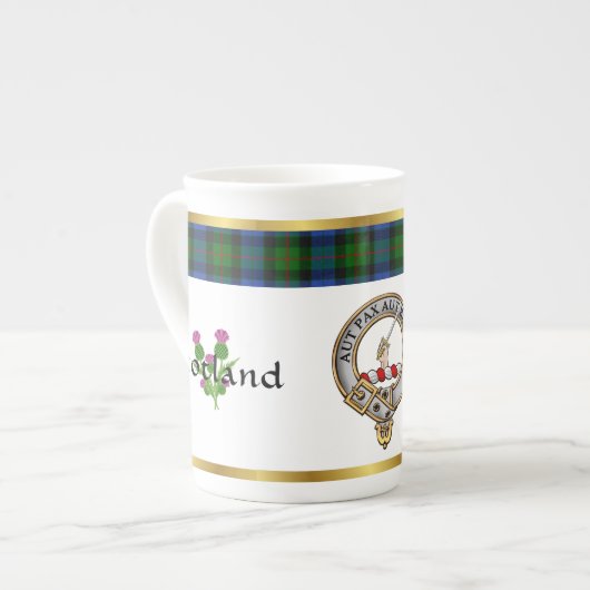 Gunn Clan Abzeichen Tartan & Motto Porzellantasse (Vorderseite Links)