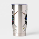 Gunn Clan Abzeichen Tartan & Schwerter Thermobecher (Rechts)