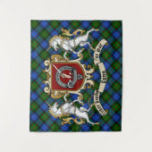 Gunn Clan Abzeichen & Unicorns w/Tartan Wandteppich (Vorderseite)