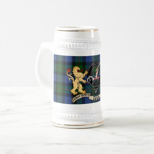 Gunn Clan Abzeichen & Wrap Rund Tartan Bierglas (Vorderseite Links)