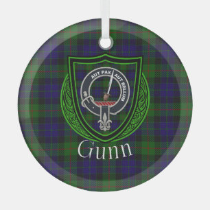 Gunn schottischer Clan Tartan & Wappen Ornament Aus Glas