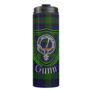 Gunn schottischer Clan Tartan & Wappen Thermosbecher